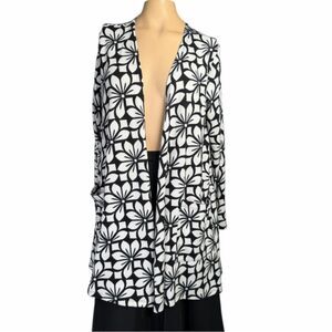 Lularoe Black & White Floral Open Front Cardigan – Size M